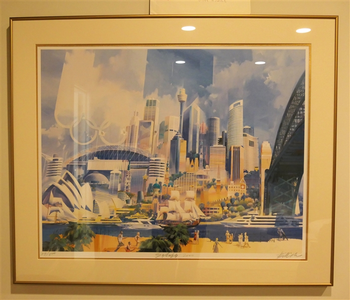 "Sydney 2000" by Charles Billich - Limited Edition Artist Signed and Numbered 119/500 Print - Commemorating the 2000 Sydney Olympic Games - Print is Framed and Double Matted with Certificate of...