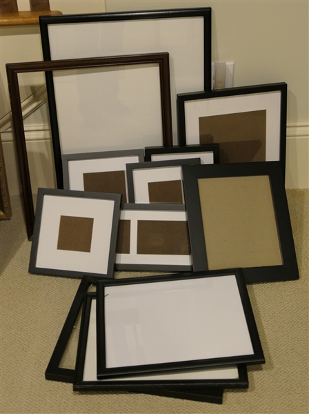 Lot of 12 Black Frames of Varying Sizes 