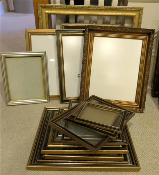 Large Lot of Gold Photo Frames - Varying Sizes and Finishes 