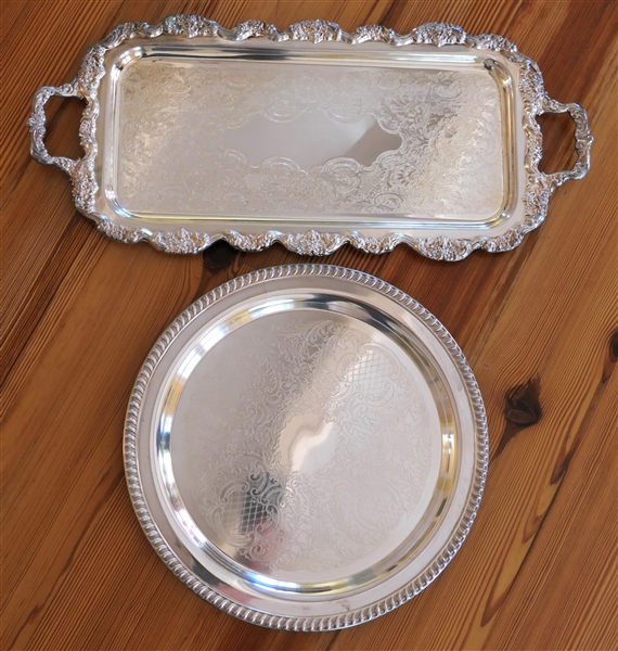 2 Nice Silverplate Trays - Round 15" and Towle Rectangular Tray 