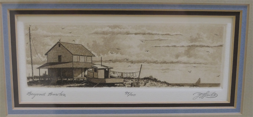 Grandpa Wood Block Print by Ed Gilford and Beyond Buxton Artist Signed and Numbered Print 95/100 - Framed and Matted - Frame Measures 7 by 11 1/2