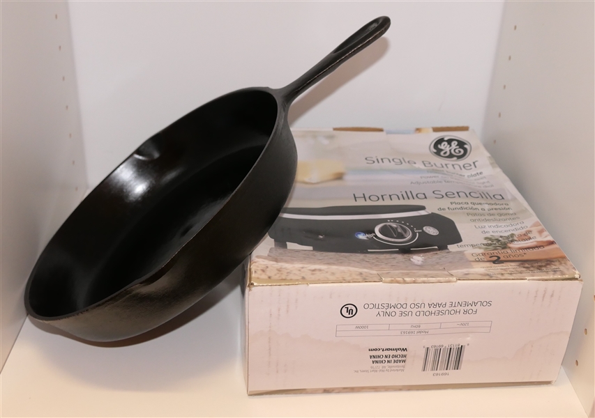 #8 Cast Iron Frying Pan - Very Clean and GE Single Burner - Electric Burner