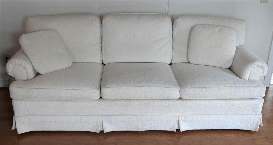 Beautiful Baker Furniture White Boucle Sofa - Down Cushions -Couch Measures 84" Long