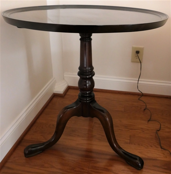 Nice Mahogany Tilt Top Tea Table - Queen Anne Style Padded Feet -Turned Pedestal - Table Measures 29" Tall 28" Across