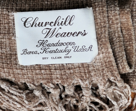 Beautiful Churchill Weavers Tan Chenille Throw Blanket - Churchill Weavers - Handwoven Berea Kentucky USA 