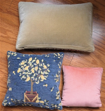 3 Nice Throw Pillows - Needlepoint Tulip Pillow, Tapestry Style Children and Lemon Tree - Lemon Pillow...