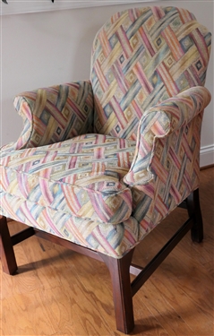 Nice Ruby Ansley Interiors Petit Arm Chair with Clean Earth Tone Upholstery - Chair Measures 37 Tall 28 1/2 Wide