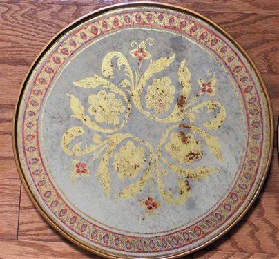 2 Robert M. Weiss - Hand Made in Peru Reverse Painted Charger / Trays - Each Measures 13 Across - Original Sticker on Reverse 