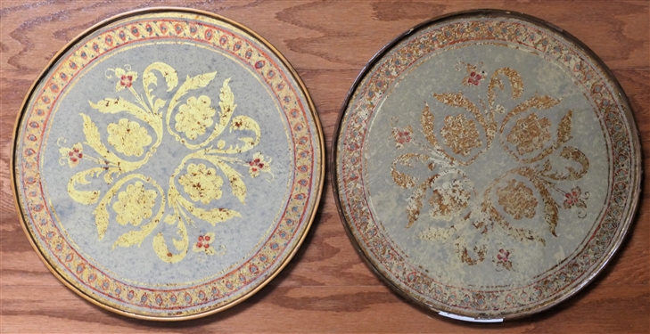 2 Robert M. Weiss - Hand Made in Peru Reverse Painted Charger / Trays - Each Measures 13 Across - Original Sticker on Reverse - Some Finish Loss to Edge of One 