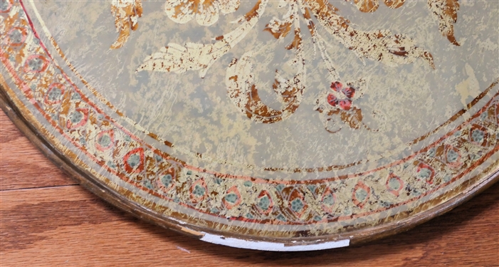 2 Robert M. Weiss - Hand Made in Peru Reverse Painted Charger / Trays - Each Measures 13 Across - Original Sticker on Reverse - Some Finish Loss to Edge of One 