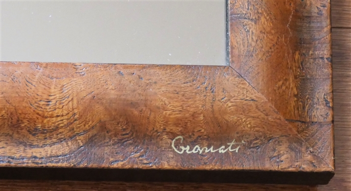 Reflections by Granati - Mirrored Tray - Velvet Underside - Burl Wood Frame - Signed in Gold Ink - Tray Measures 16 by 11 3/4 