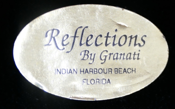 Reflections by Granati - Mirrored Tray - Velvet Underside - Burl Wood Frame - Signed in Gold Ink - Tray Measures 16 by 11 3/4 