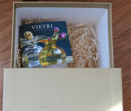 Lime Green Hibiscus Bud Vase by  Vietri  - Original Sticker on Bottom and Original Box  - Vase Measures 5 1/4 Tall 