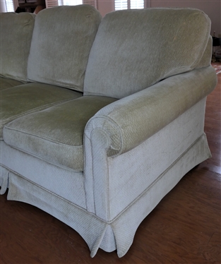 Very Clean Light Sage / Moss Green Chenille Sleeper Sofa - Couch Measures 72 Long