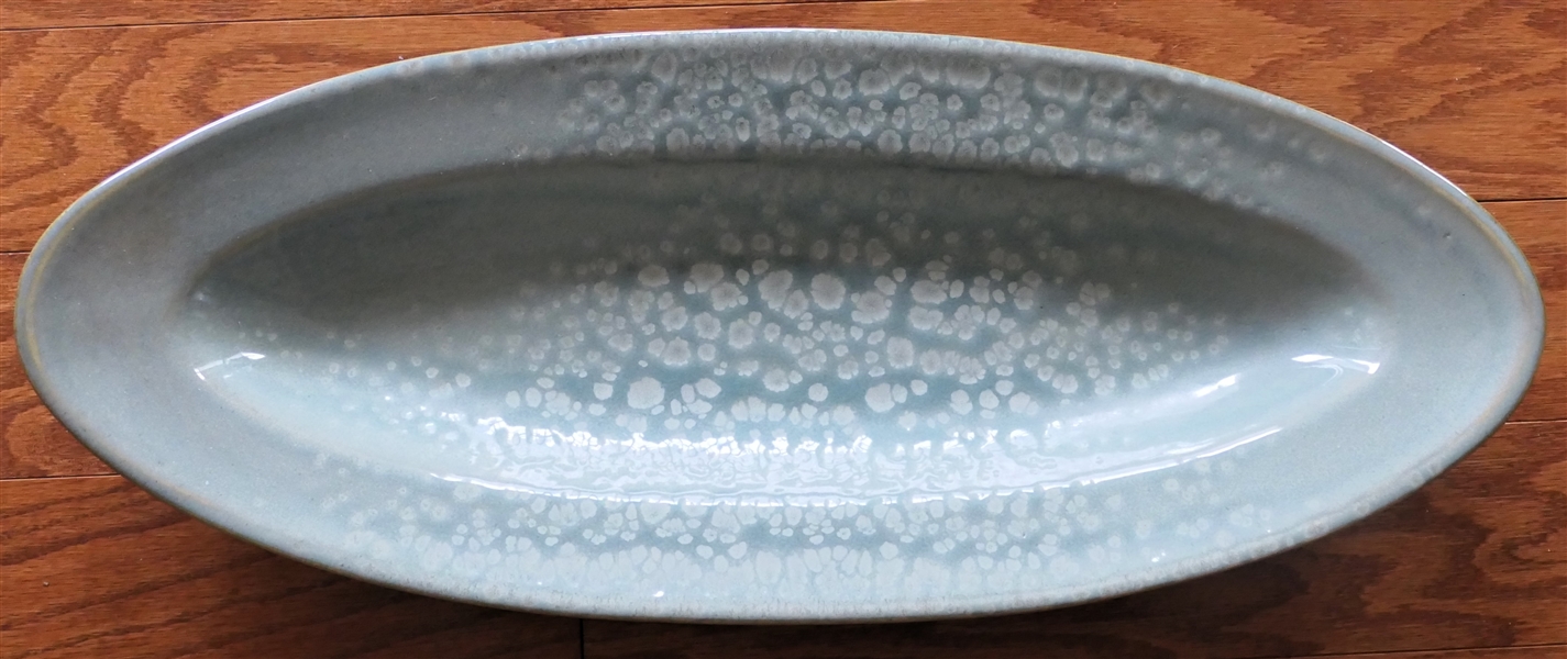 Casa Stone "Café Capri" Fine Portuguese Stoneware Elongated Oval Low Bowl - Measures 1 3/4" Tall 19 1/2" by 7 5/8"