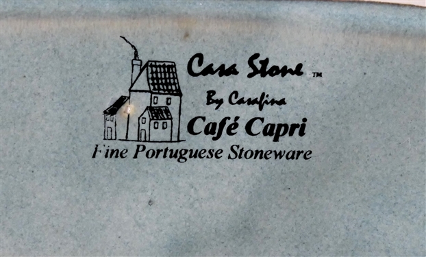 Casa Stone Café Capri Fine Portuguese Stoneware Elongated Oval Low Bowl - Measures 1 3/4 Tall 19 1/2 by 7 5/8