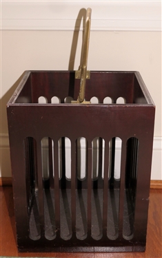 Mahogany Finish Kindling Box with Brass Handle - Box Measures 12 Tall 10 by 10 