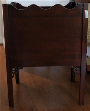 Mahogany Bed Side Stand with Drawer - Scalloped Gallery - Brass Hardware -Table Measures 28 Tall 21 by 16 