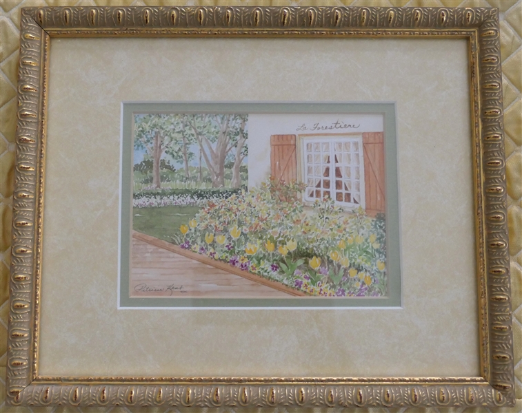 "La Forestiere" Watercolor Painting by Mississippi Artist Patricia Kent - Framed and Double Matted - Frame Measures 9 1/8" by 11 1/4" 
