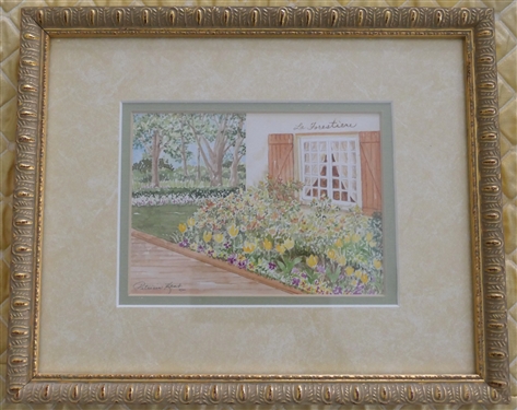 La Forestiere Watercolor Painting by Mississippi Artist Patricia Kent - Framed and Double Matted - Frame Measures 9 1/8 by 11 1/4 