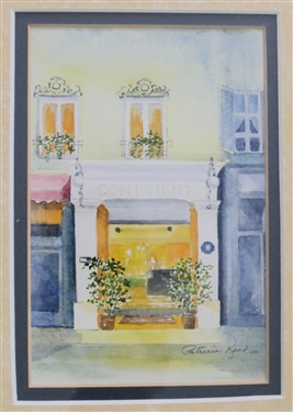 Continent Water Color Painting by Mississippi Artist Patricia Kent - Framed and Double Matted - Frame Measures 11 1/4 by 9 1/8