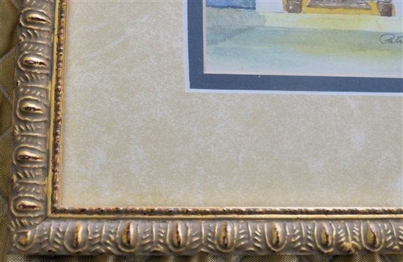 Continent Water Color Painting by Mississippi Artist Patricia Kent - Framed and Double Matted - Frame Measures 11 1/4 by 9 1/8