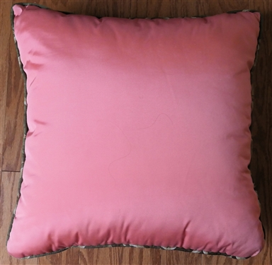 Pair of Beautiful Satin Tapestry Style Elephant Throw Pillow with Pink Satin Back - Pillow Measures 18 By 18 
