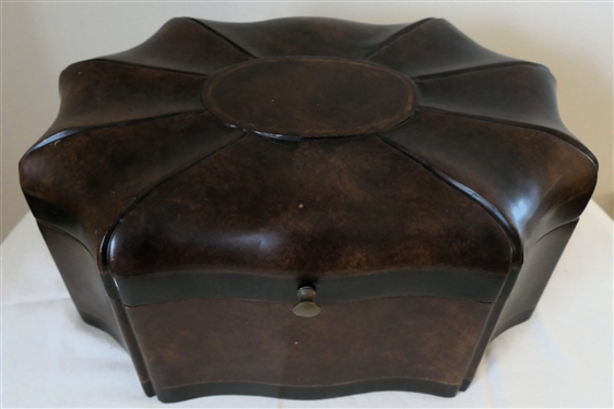 Decorator Storage Box with Grain Finish - Gold Painted Accents - Velvet Lined Interior - Box Measures 6 Tall 12 by 8 