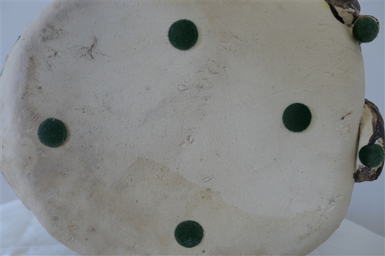 Heavy Art Pottery Leaf Dish with Birds and Berries Plus Puzzle - Measures 13 By 9 1/2 - Some Minor Glaze Flaking Around Scalloped Edges of Leaf 