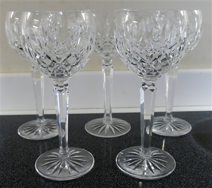 5 Waterford Crystal Lismore Balloon Wine Glasses - Signed Waterford - Each Measures 7 1/2 Tall