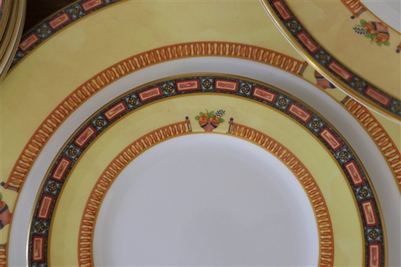 28 Pieces of Royal Worcester Versailles Fine China - 12 Dinner Plates, 12 Dessert / Bread Plates, and 4 Rimmed Soup Bowls - All in Near Mint Condition 