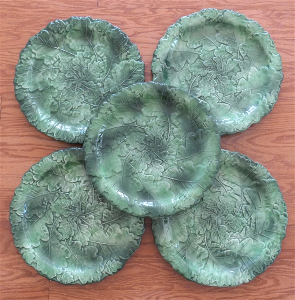 5 Vietri "Foglia" 12 1/2" Service / Charger Plates - Some Minor Finish Flaking on Edge 