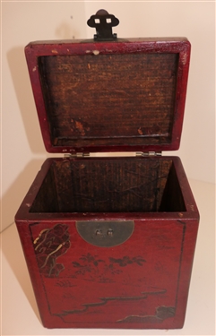 Ruby Ansley Interiors Red Lacquer Chinoiserie Decorator Box - Box Measures 7 tall 6 by 5