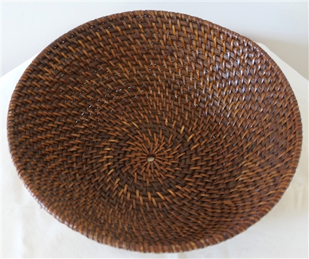 Woven Straw Basket Bowl - Measures 3 1/2 tall 9 3/4 Across