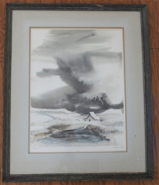 Jessie's Snow Artist Signed Limited Edition Print by Dolph Smith - Number 469/1500 - Plate 1 - Nicely Framed and Matted with Certificate of Authenticity on Reverse - Frame Measures 28 by 22 1/2