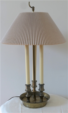 Antiqued Brass 3 Light Lamp -Finial is Broken - Lamp Measures 19 To Bulbs