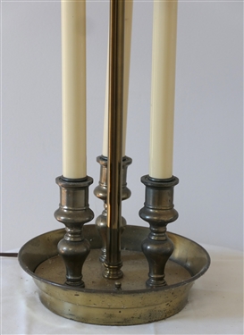 Antiqued Brass 3 Light Lamp -Finial is Broken - Lamp Measures 19 To Bulbs