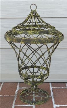 Black and Yellow Painted Decorator Iron Garden Piece - Urn with Lid Measures 20 Tall 