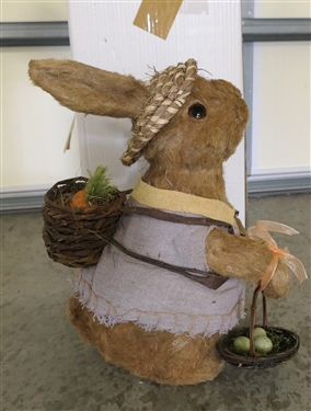 Very Cute Décor Rabbit Holding A Basket - Rabbit Measures 13 Tall
