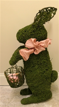Wire Rabbit Statue Covered in Green Moss - Rabbit Measures 27 1/2 Tall 