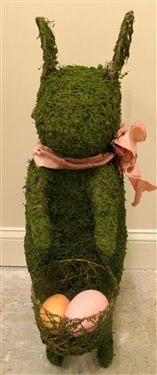 Wire Rabbit Statue Covered in Green Moss - Rabbit Measures 27 1/2 Tall 