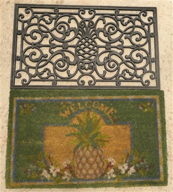 2 Pineapple Door Mats - Rubber and Coir 