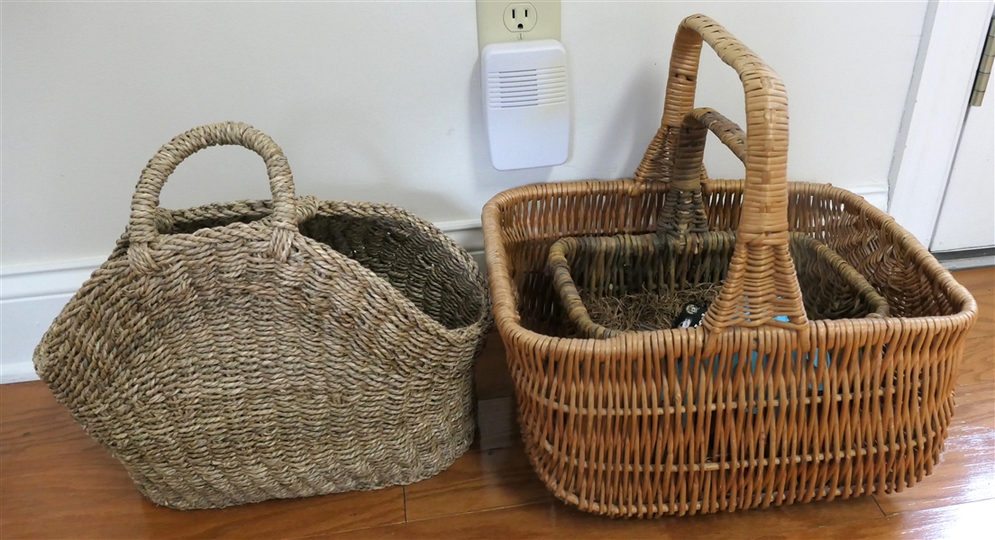 3 Baskets - Woven Handbag Basket and 2 Market Baskets 