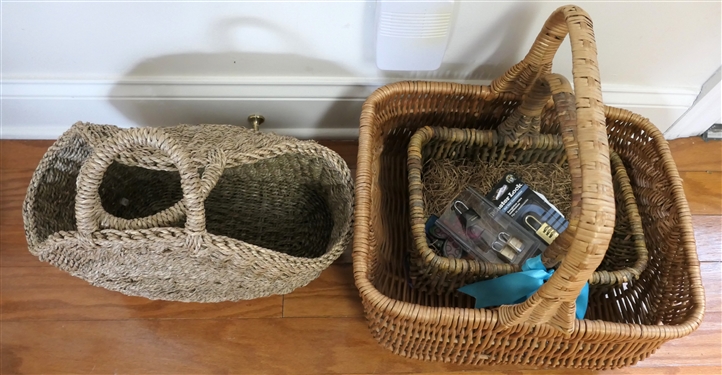 3 Baskets - Woven Handbag Basket and 2 Market Baskets 