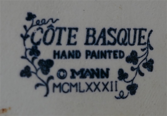 Cote' Baque Hand Painted Bowl with Fruits and Vines and Ruby Ausley Interiors Ceramic Gourd Trinket Box with Lid - Bowl Measures 5 Tall 8 1/2  Across