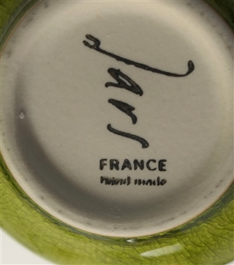 2 Green Mugs Jars Made in France and Corning Ware Casserole with Lid 