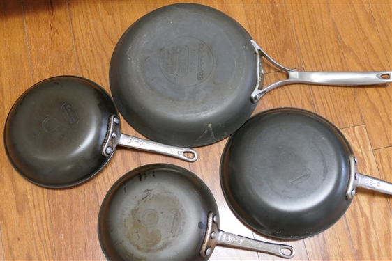 4 - Commercial Aluminum Skillets - 2 7 1/2 1 - 8 1/2 and 1 - 10 