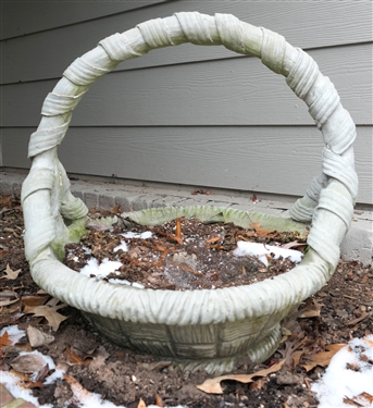 Concrete Garden Basket Planter Measures 18