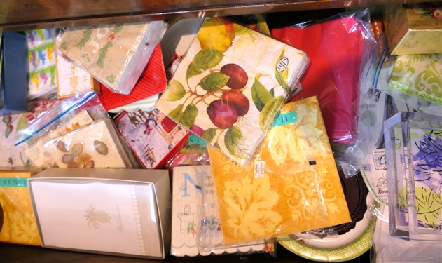 Large Lot of Cocktail Napkins, Hand Towels, Coasters, and Some Paper Plates - Various Holidays and Occasions