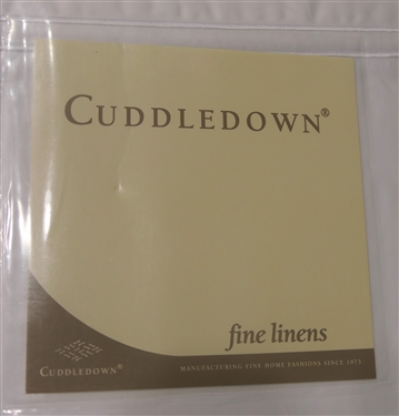 Cuddledown Fine Linens - Brand New Queen Sheet Set - Flat Sheet, Fitted Sheet, and 2 White King Pillow Cases - All in Original Plastic Packaging 